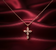925 Sterling Silver Cross Pendant Necklace with Adjustable Length